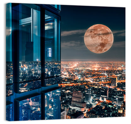 Bangkok Moonlit Skyline Wall Art