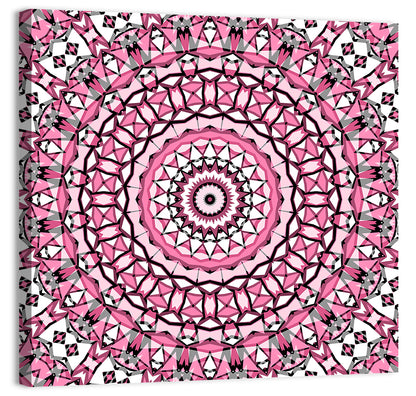Pink Mosaic Kaleidoscope Mandala Wall Art