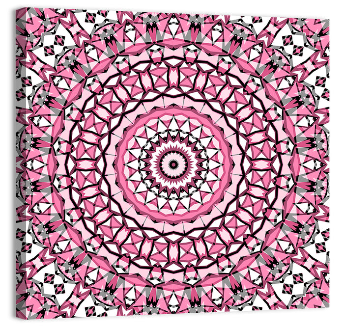 Pink Mosaic Kaleidoscope Mandala Wall Art as a canvas print