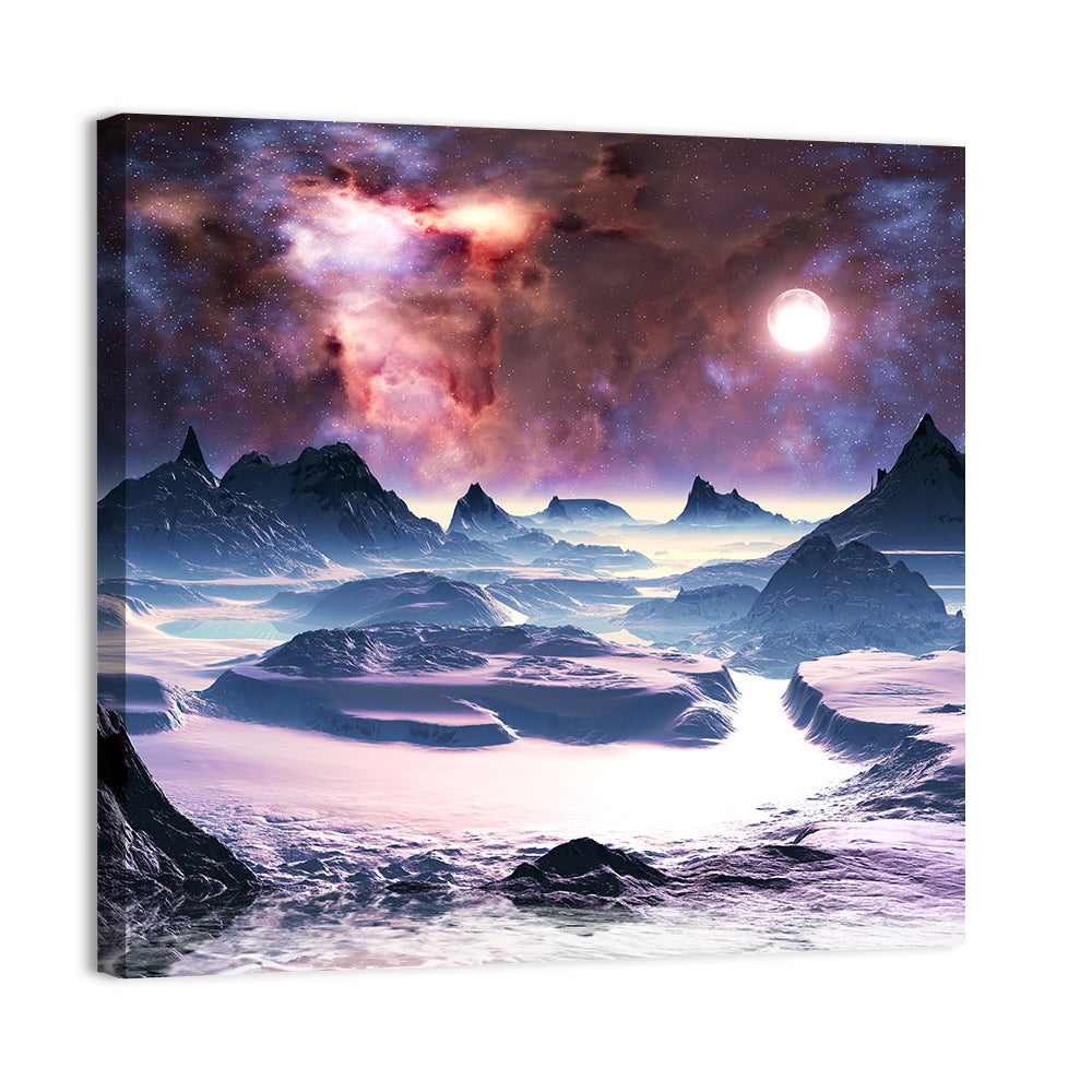 Alien Planet Winter Aurora Wall Art