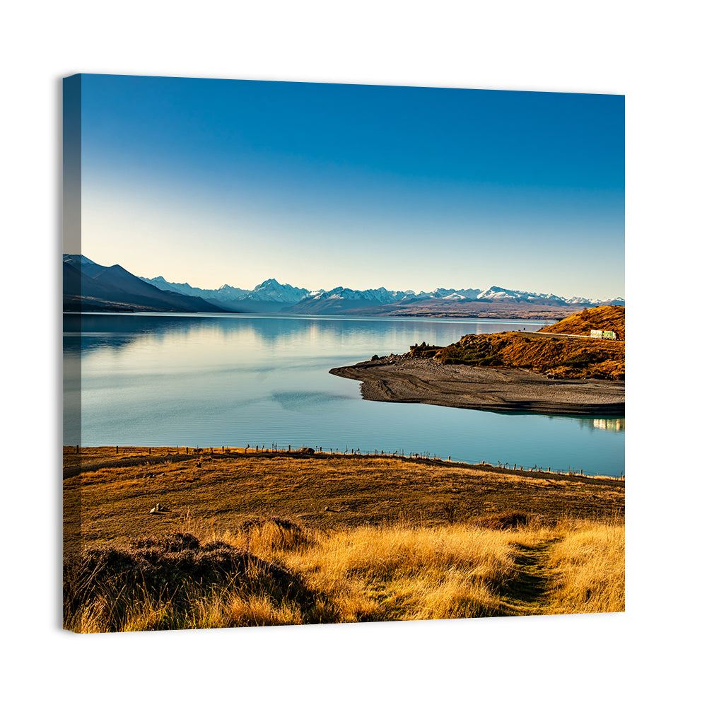 Lake Pukaki Golden Hour with Mount Cook Wall Art