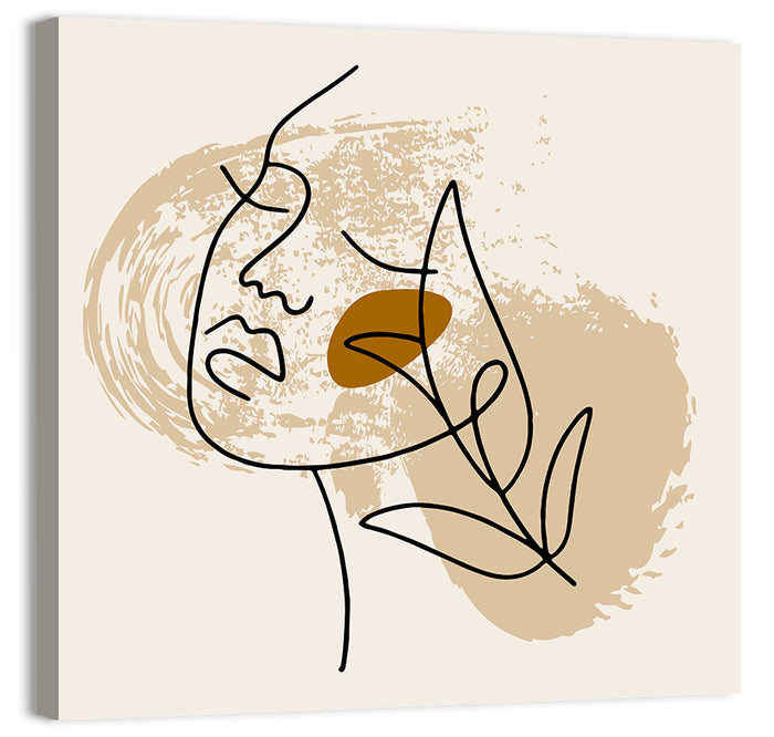 Minimalist Woman Line Portrait Wall Art as a canvas print