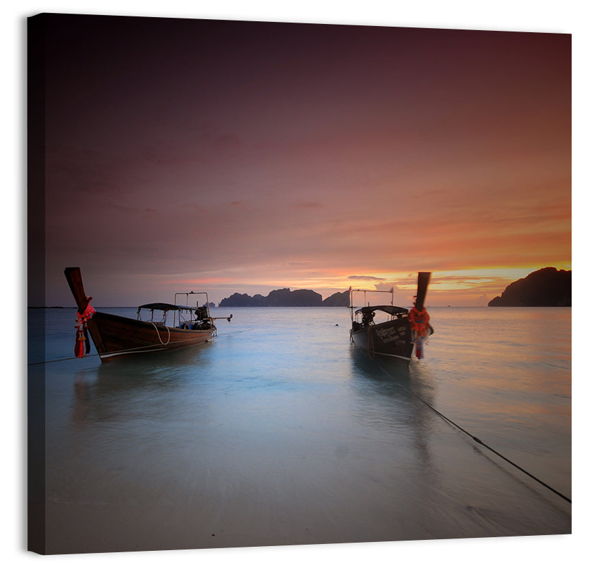 Phi Phi Longtail Boats at Golden Hour Wall Art