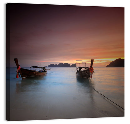 Phi Phi Longtail Boats at Golden Hour Wall Art