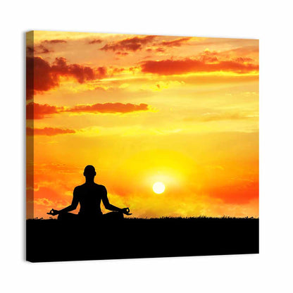 Sunset Yoga Meditation Silhouette Wall Art