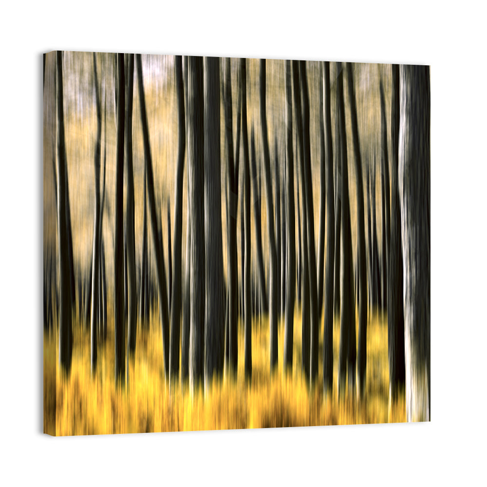 Golden Abstract Forest Wall Art