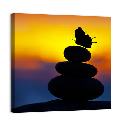 Stacked Spa Stones with Butterfly Wall Art