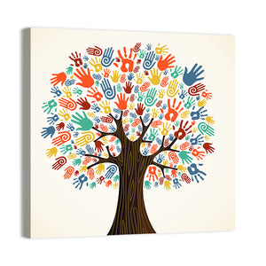 Colored Hands Tree Wall Art