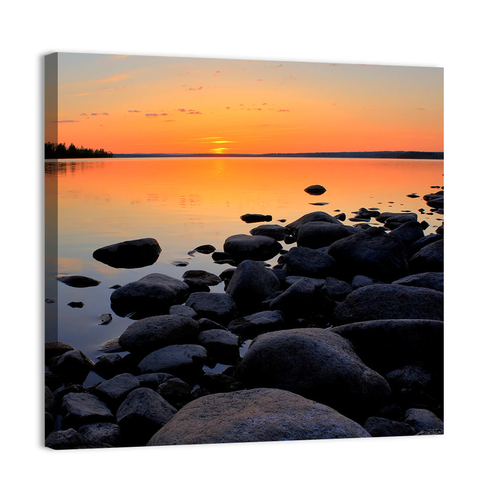 Rocky Lake Sunset Wall Art