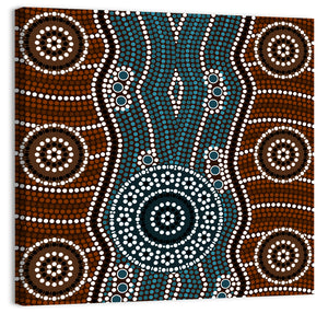 Aboriginal Dotted River Wall Art