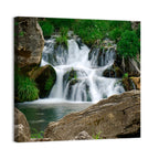 Moss Covered Rocky Waterfall Wall Art