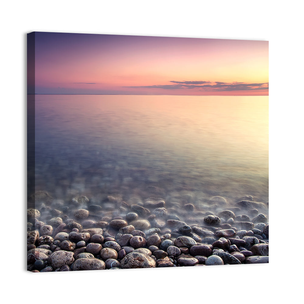 Pebbled Shore Sunset Wall Art