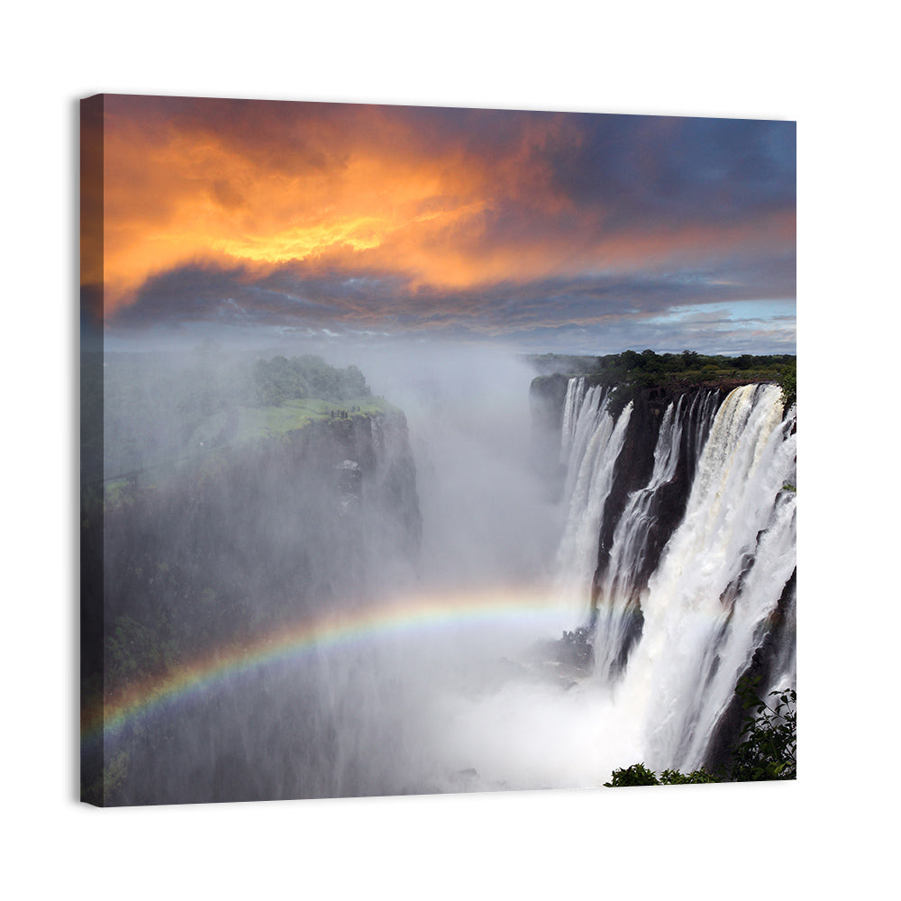 Victoria Falls Rainbow at Dusk Wall Art