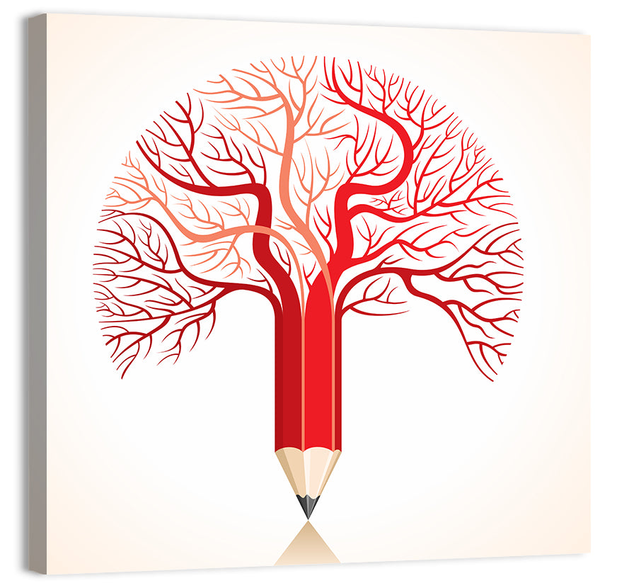 Knowledge Tree Pencil Illustration Wall Art