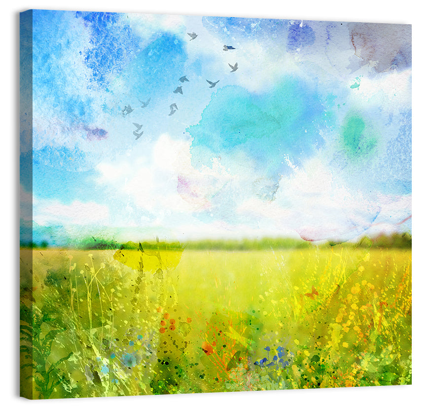 Watercolor Wildflower Field Wall Art