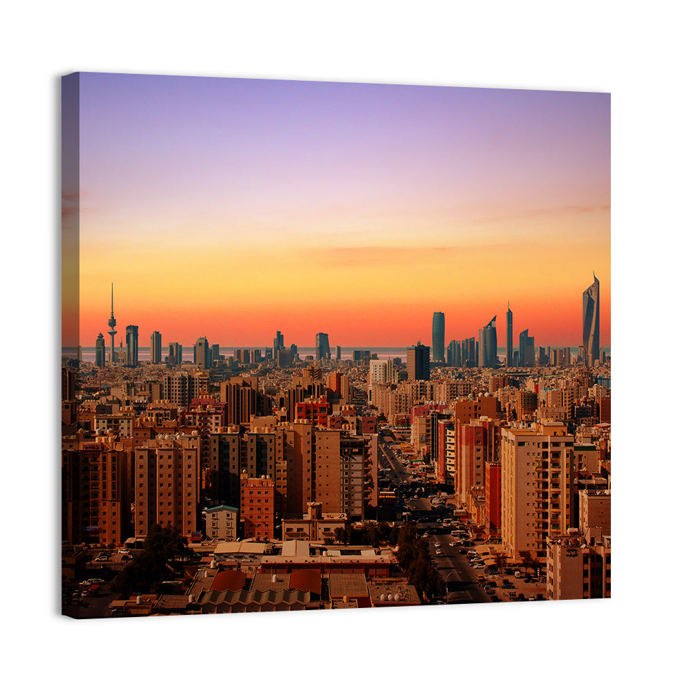 Kuwait City Skyline at Dusk Wall Art