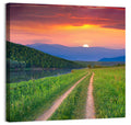 Sunset Path to Mountain Lake Wall Art