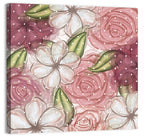 Vintage Floral Pattern with Polka Dots Wall Art