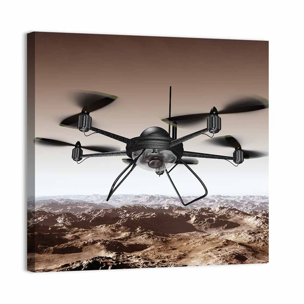 Spy Drone Over Arid Landscape Wall Art