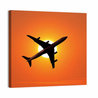 Sunrise Airplane Silhouette Wall Art
