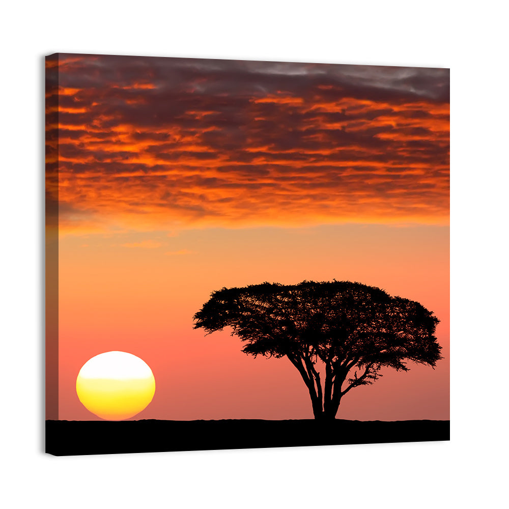 Serengeti Sunset Silhouette Wall Art