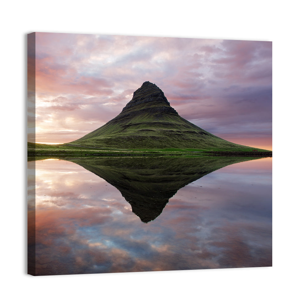 Kirkjufell Sunset Reflection Wall Art