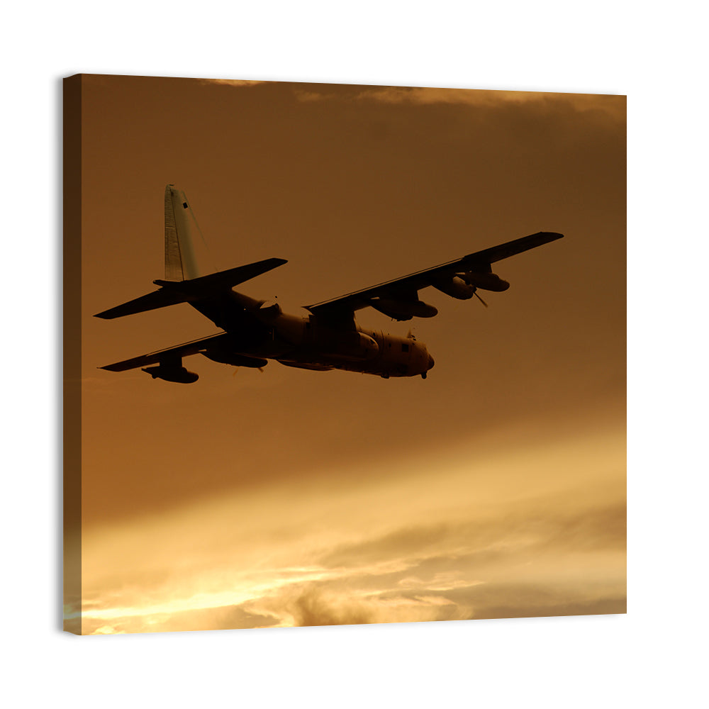 Turboprop Military Transport Silhouette Wall Art