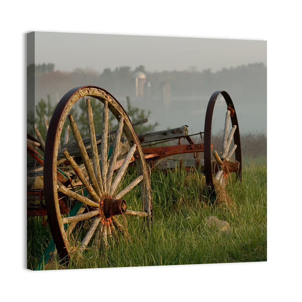 Weathered Wagon in Morning Mist Wall Art
