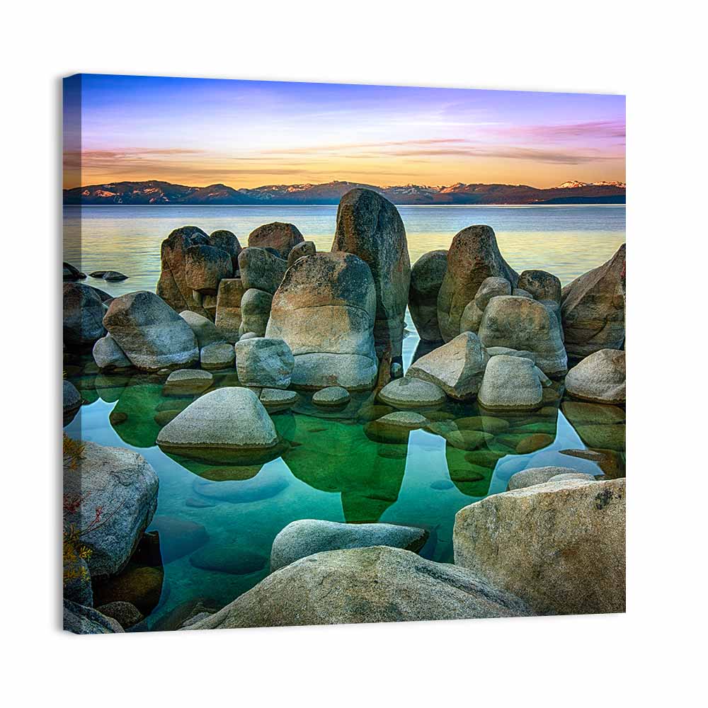 Lake Tahoe Rocky Shoreline at Dusk Wall Art