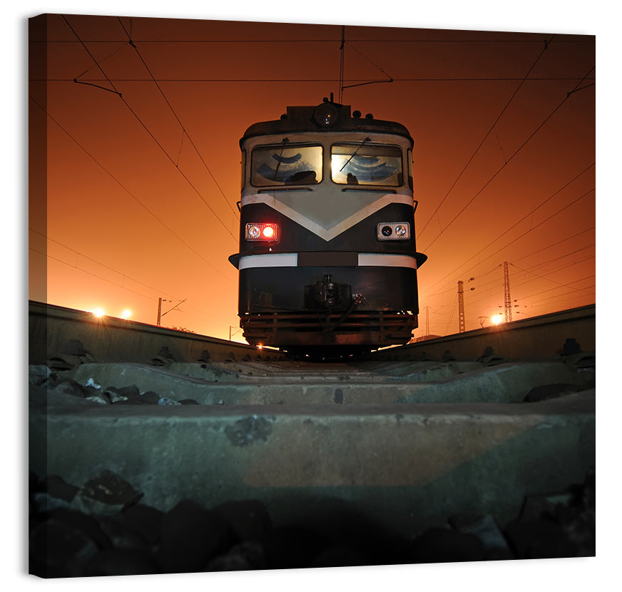 Cinematic Night Electric Locomotive Wall Art