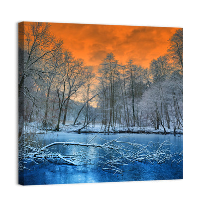 Winter Forest Lake Wall Art