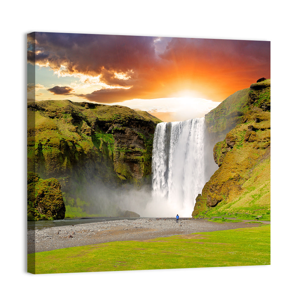Skógafoss at Sunset Wall Art