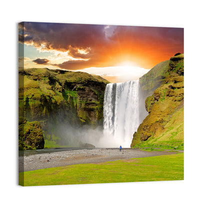 Skógafoss at Sunset Wall Art