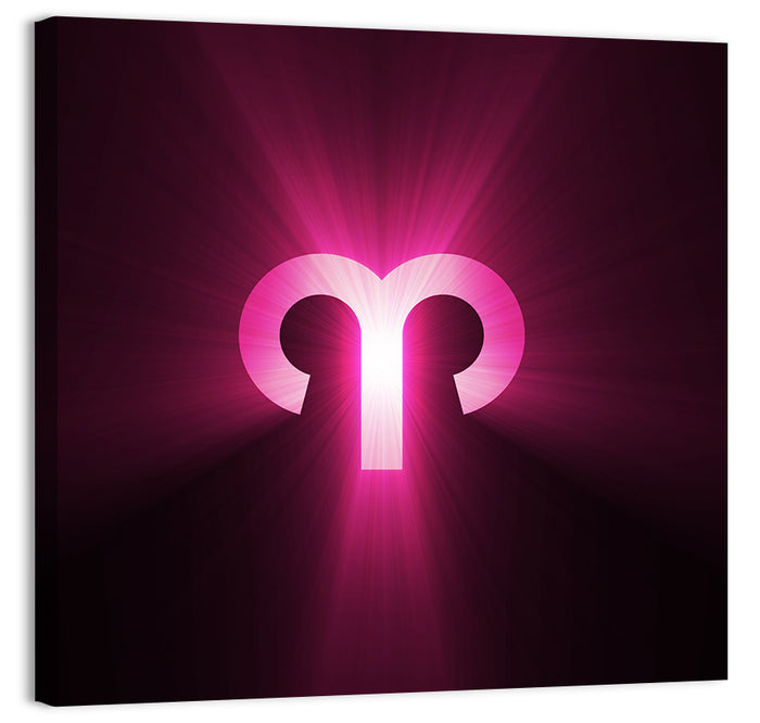 Radiant Aries Zodiac Emblem Wall Art as a canvas print