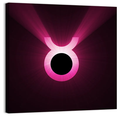 Glowing Pink Taurus Symbol Wall Art