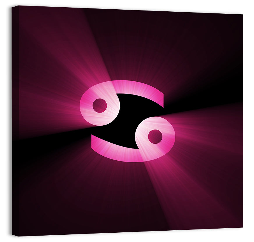 Glowing Pink Cancer Symbol Wall Art