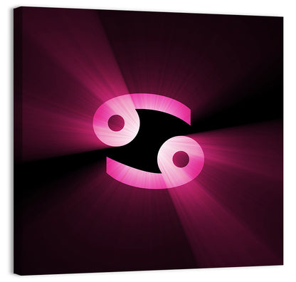 Glowing Pink Cancer Symbol Wall Art