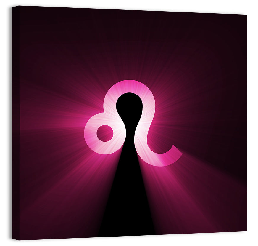 Glowing Magenta Leo Symbol Wall Art