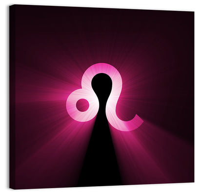 Glowing Magenta Leo Symbol Wall Art
