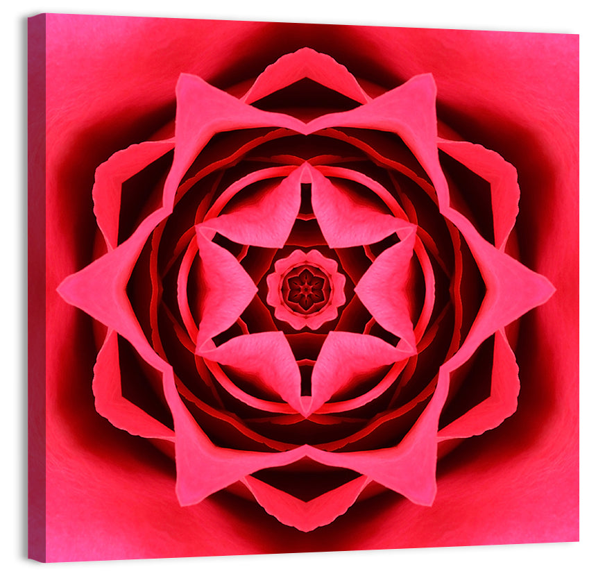 Kaleidoscopic Rose Petal Mandala Wall Art, canvas print, square