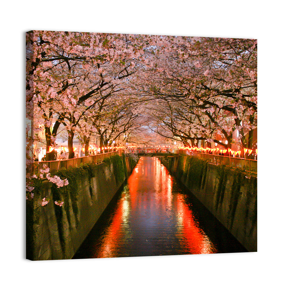 Meguro River Cherry Blossoms Wall Art