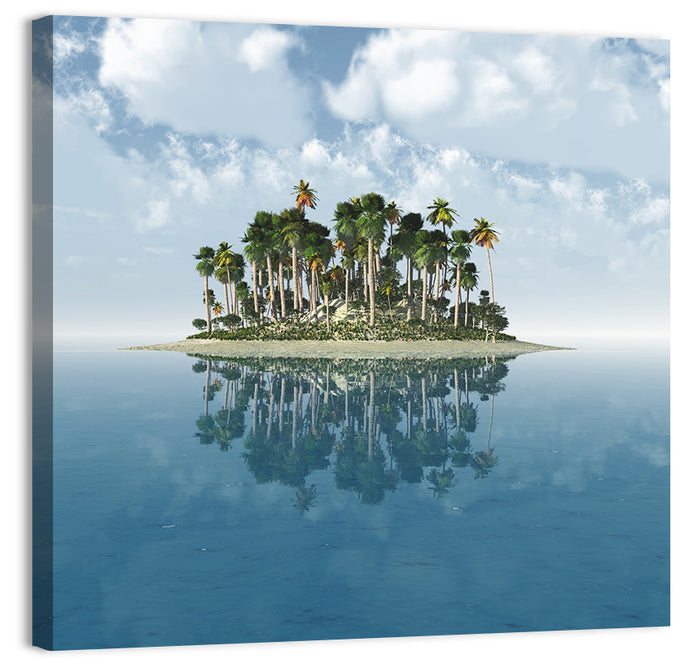 Tropical Island Mirror Reflection Wall Art as a canvas print
