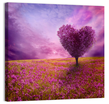 Heart-shaped Tree at Sunset Wall Art