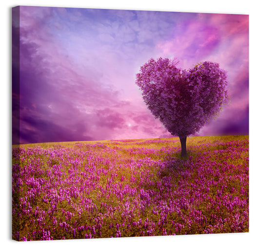 Heart-shaped Tree at Sunset Wall Art