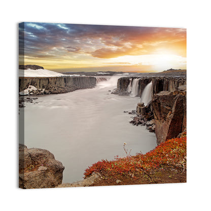 Selfoss Waterfall at Sunset Wall Art