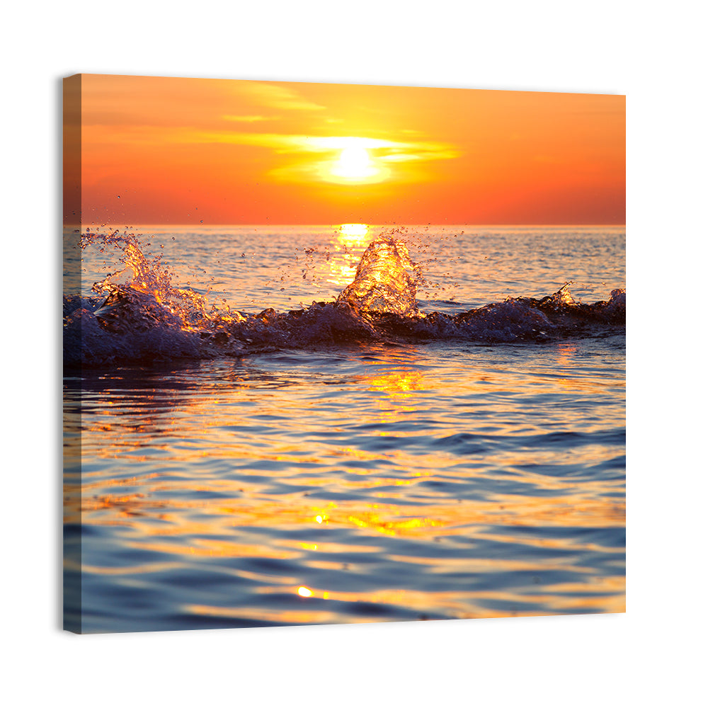 Lake Michigan Sunset Waves Wall Art
