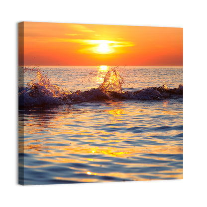 Lake Michigan Sunset Waves Wall Art