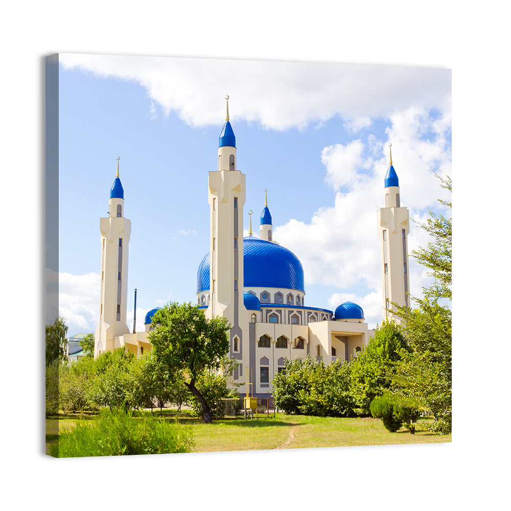 Blue Domed Mosque with Golden Minarets Wall Art