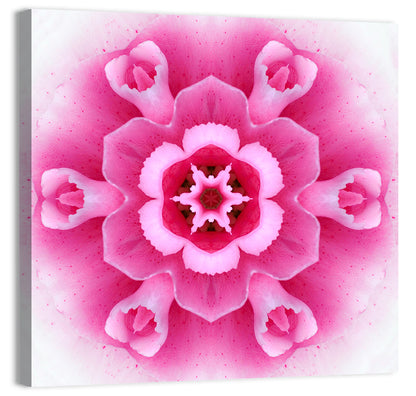 Pink Carnation Kaleidoscope Mandala Wall Art