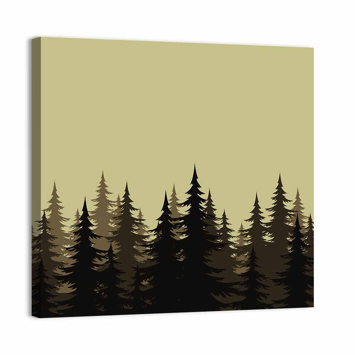 Fir Tree Silhouettes Wall Art as a canvas print